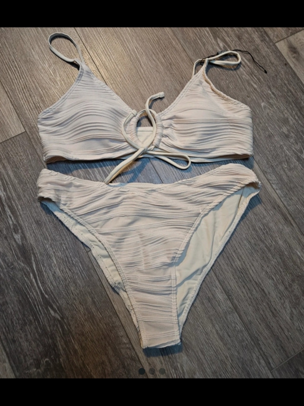 Zaful Textured White Tie-Front Bikini Set NWT Size 14-16
